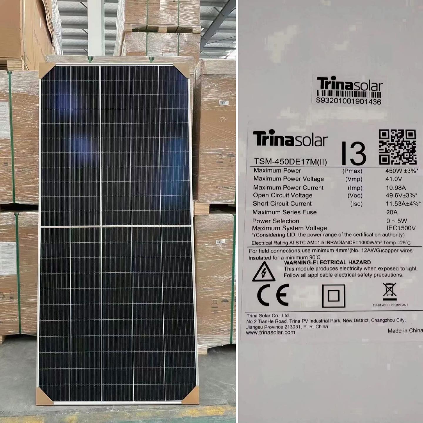 Trina Solarmodul 460 W Solarmodul 450 W Tier 1 Mono-Solarmodul