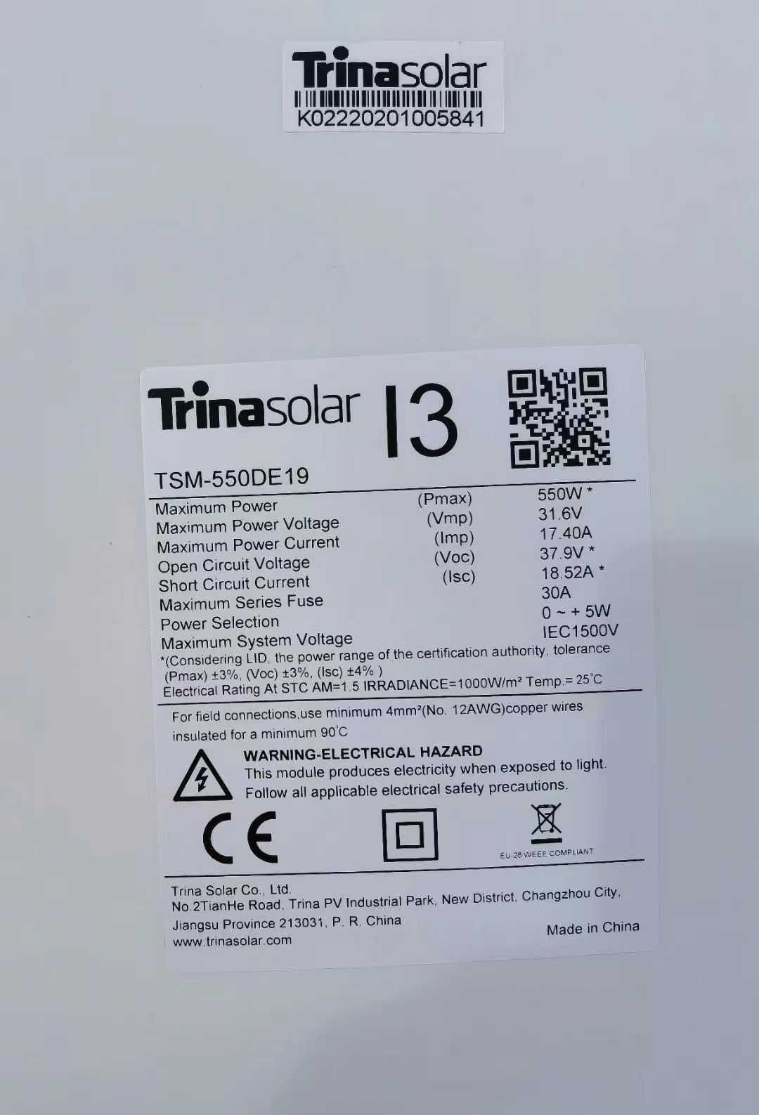 Trina Solarpanel 550 W 560 W Monokristallin 545 W Heißer Verkauf in Europa