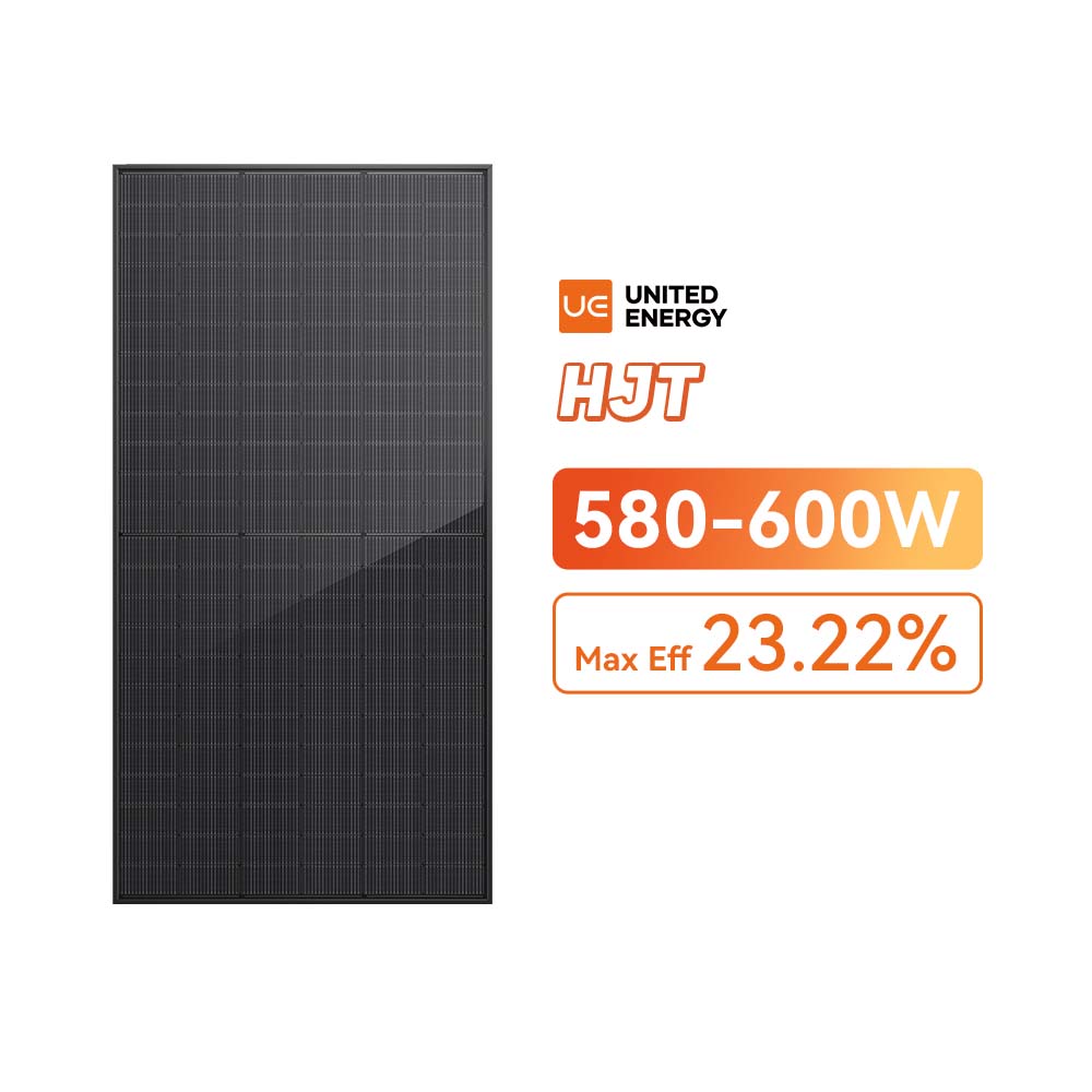 Stock HJT 580–600 W ganz schwarze bifaziale Solarmodule für Zuhause